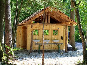 Wooden shower block