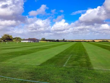 Looking over the main football pitch