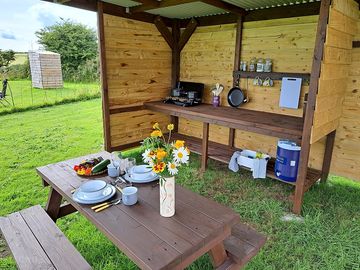 Private outdoor kitchen for poppy yurt