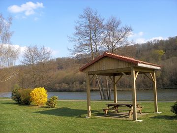 Picnic table by the river