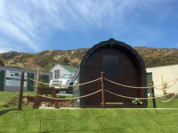 The green tractor camping pod