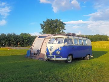 The VW camper is a show stopper.