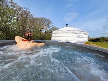Hot tub by the yurt