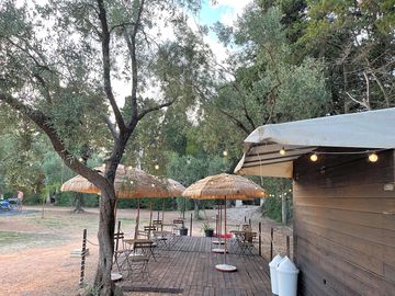 Outdoor seating at the bar