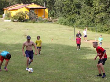 Playing football