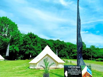Unfurnished bell tent. Includes 2 single beds