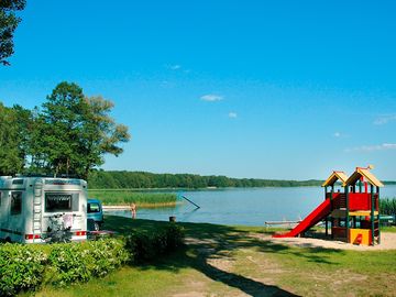 Playground and the beach by the lake