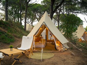 Bell tent with outdoor seating