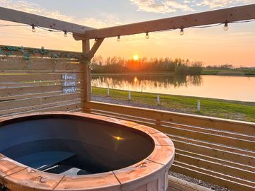 Hot tub with lake view