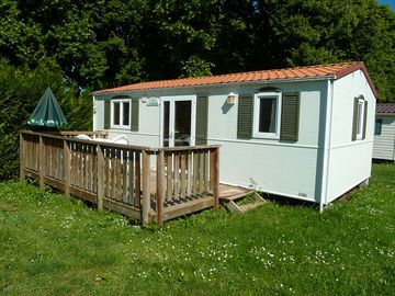 Outside a static caravan