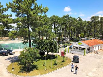 Tree-shaded pitches and tennis court
