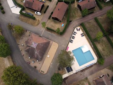 Aerial view with swimming pool