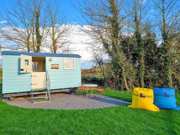 Outside the shepherd's hut