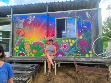 The hut's colourful exterior