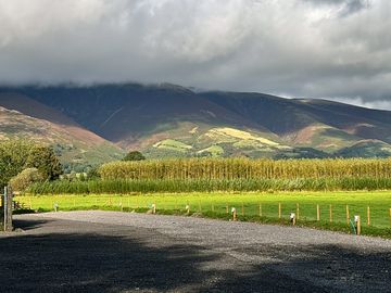 Hardstanding pitch with mountain views
