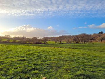 Grassy pitches and surrounding countryside