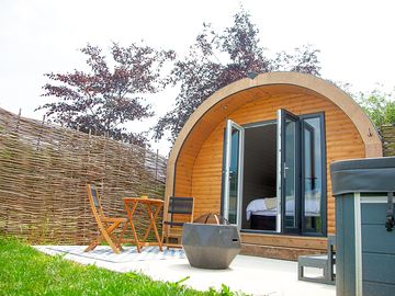 Private garden with firepit