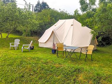 Bell tent with outdoor seating