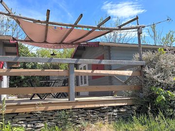 Shaded terrace at the lodge