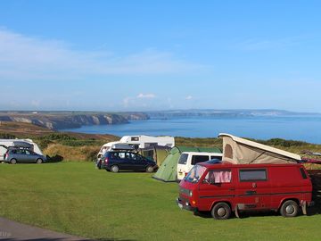 Grass pitches with sea views