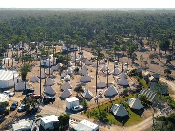 Aerial shot of the tent encampment