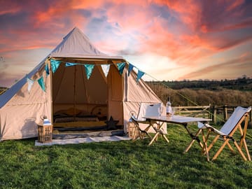Bell tent exterior at sunset (added by manager 08 Feb 2022)