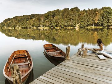 Reading by the lake