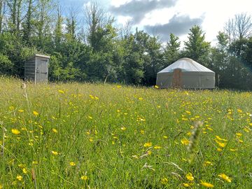 The yurt has its own composting toilet
