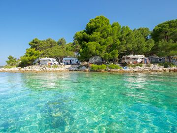 View of the pitches from the crystal clear water (added by manager 13 Jul 2022)