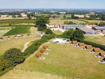 Quantock Wigwam Paddock & Vineyard Wigwam Paddock in the distance