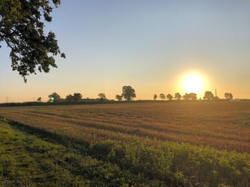 Sunrise over the fields and footpaths surrounding the site (added by manager 26 Apr 2019)
