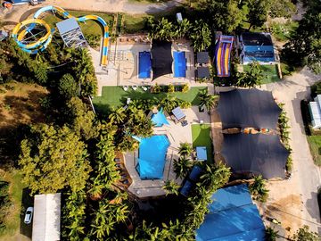 Aerial Shot of Pool area, Splash Park & Waterslide (added by manager 06 Sep 2023)