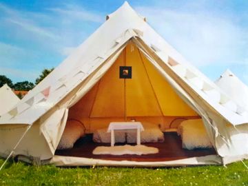 Inside the bell tent