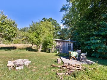 Cabin tucked among the trees