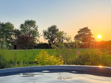 Hot tub at sunset