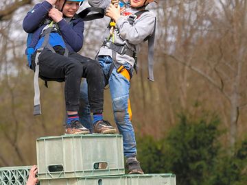 Half day adventures run during half terms school holidays - high ropes crate stack activity