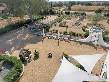 Aerial shot of the landscaped site