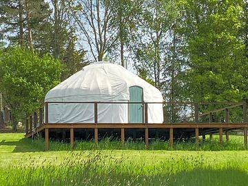 Yurt on wooden deck