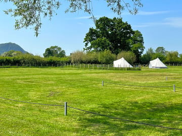 Tent pitches overlooking the bell tents