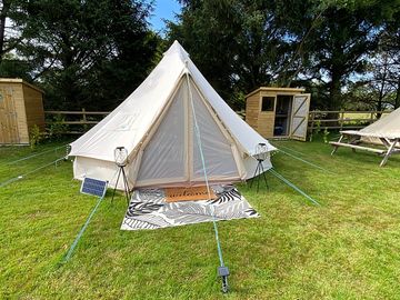 Each bell tent has its own shed with low key kitchen facilities