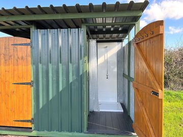 Inside our rustic camp site showers....