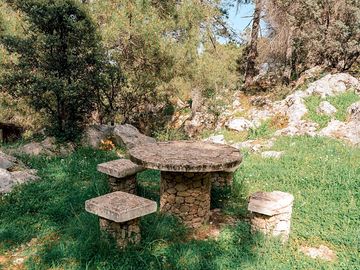 Shaded outdoor table