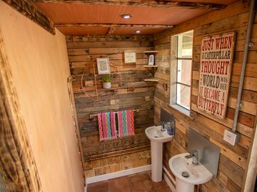Inside the toilet block