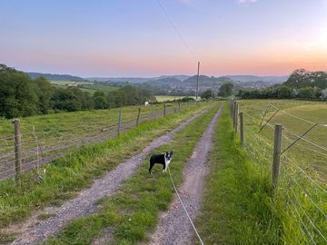 Walk on main drive into site after village bar
