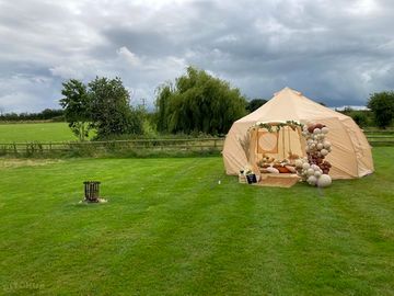 Campers set up on site