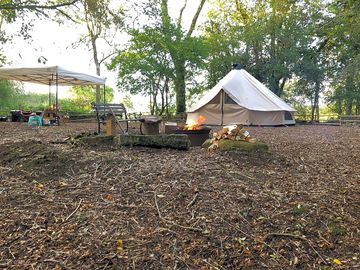 The wooded hideaway with a fab bell tent belonging to some happy guests