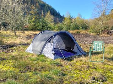 Grass tent pitch