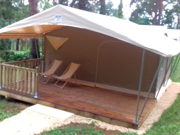 Outside the tent