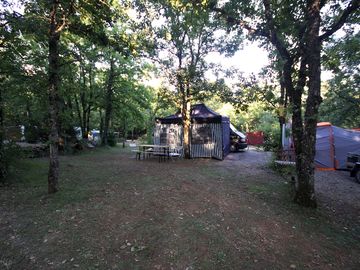 Pitch tents in the shade
