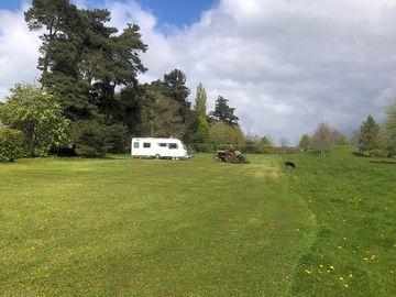 Camping field – regularly mown by vintage tractor